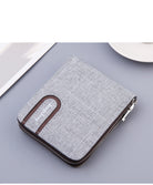 Men's Short Wallet Men Wallet Zipper Wallet Canvas Small Wallet Multi-function Dollar Multi-card Slot - Stormyjay