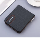 Men's Short Wallet Men Wallet Zipper Wallet Canvas Small Wallet Multi-function Dollar Multi-card Slot - Stormyjay