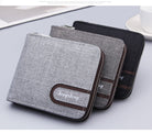 Men's Short Wallet Men Wallet Zipper Wallet Canvas Small Wallet Multi-function Dollar Multi-card Slot - Stormyjay