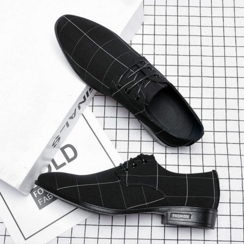 Explore men's breathable leather dress shoes, blending leisure and business with formal canvas accents. - Stormyjay