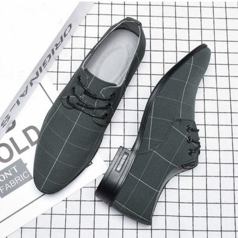 Explore men's breathable leather dress shoes, blending leisure and business with formal canvas accents. - Stormyjay