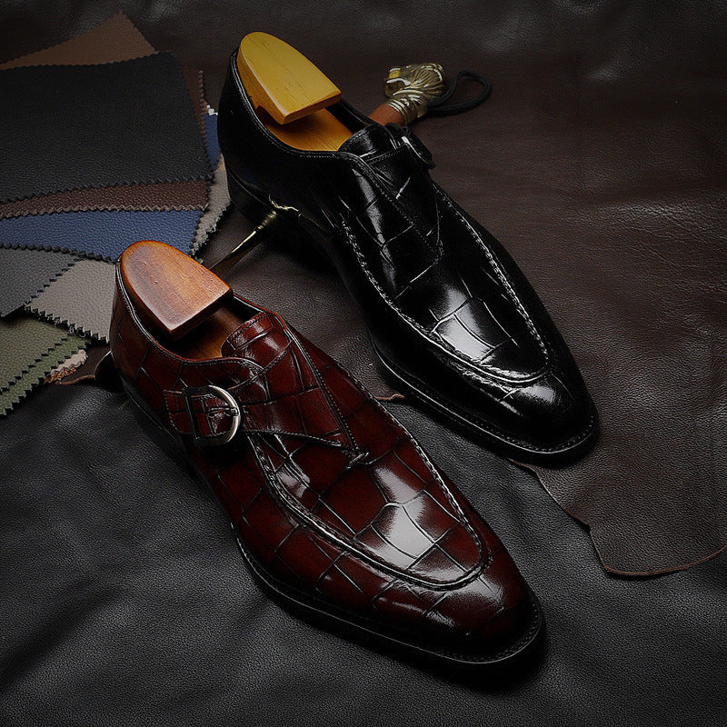 Explore timeless elegance with our classic pattern men's business flat shoes. Ideal for formal occasions and a perfect Valentine's Day gift. - Stormyjay