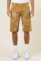 Multi Camo Paneled Released Hem Denim Shorts - Stormyjay