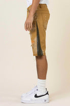 Multi Camo Paneled Released Hem Denim Shorts - Stormyjay