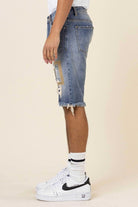 Camo & Twill Patched Rip 7 Repaired Denim Shorts - Stormyjay