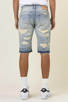 Heavy Rip & Repair Released hem Denim Shorts - Stormyjay