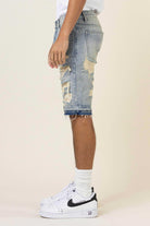 Heavy Rip & Repair Released hem Denim Shorts - Stormyjay