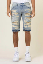 Heavy Rip & Repair Released hem Denim Shorts - Stormyjay