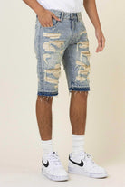 Heavy Rip & Repair Released hem Denim Shorts - Stormyjay