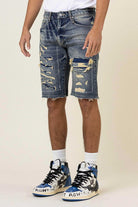 Boro Stitch Heavy Rip 7 Repair Denim Shorts - Stormyjay