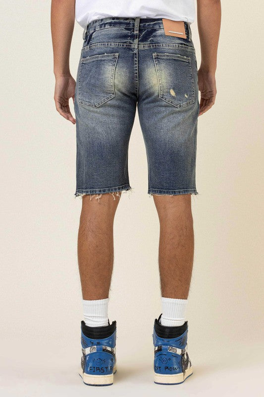 Boro Stitch Heavy Rip 7 Repair Denim Shorts - Stormyjay