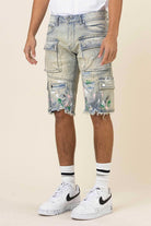 Hand Painted Multi Cargo Denim Shorts - Stormyjay