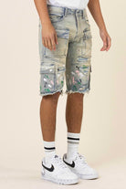 Hand Painted Multi Cargo Denim Shorts - Stormyjay