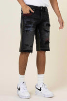 Multi Camo Paneled Released Hem Denim Shorts - Stormyjay