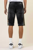 Multi Camo Paneled Released Hem Denim Shorts - Stormyjay