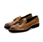 Men's dress shoes tassels Brock carved shoes - Stormyjay