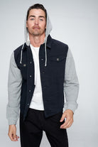 Men's Denim Jacket with Fleece Hoodies - Stormyjay