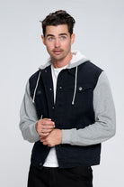 Men's Denim Jacket with Fleece Hoodies - Stormyjay