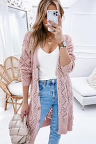 Eyelet sweater button cream black pink cardigan - Stormyjay