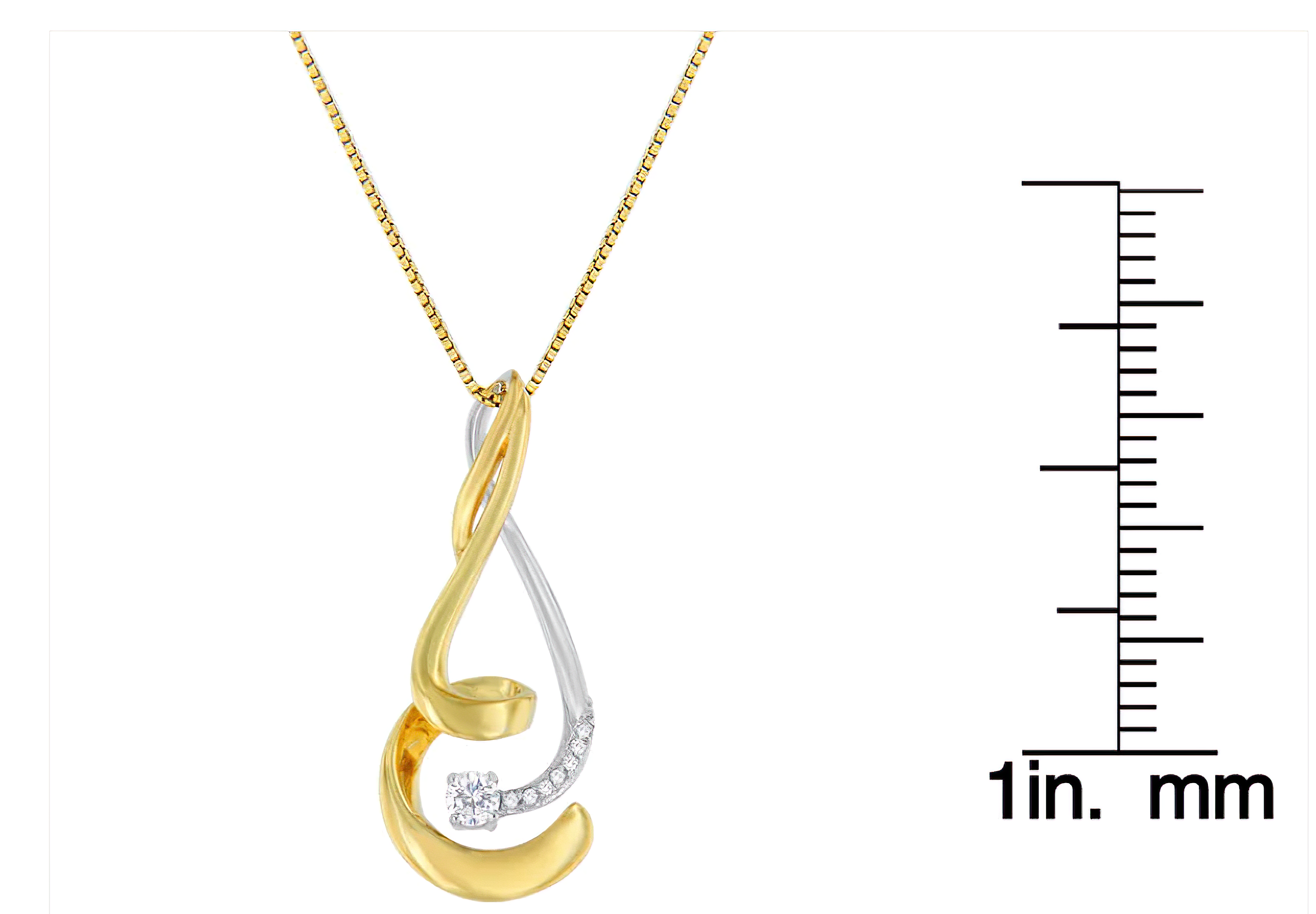 Espira 10K Two-Tone Gold 1/10 cttw Round Cut Diamond Swirl Pendant Necklace (I-J, I2-I3) - Stormyjay