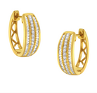 10K Yellow Gold 3/4 Cttw Pave and Channel Set Diamond Triple Row Modern Hoop Earrings (I-J Color, I2-I3 Clarity) - Stormyjay