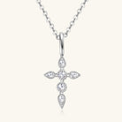 925 Sterling Silver Moissanite Cross Pendant Necklace - Stormyjay