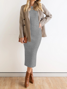 Stretchy Casual Midi Dress With Slit H4QDHW3WHN - Stormyjay