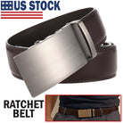 Microfiber Leather Mens Ratchet Belt Belts For Men Adjustable Automatic Buckle Dark Brown - Stormyjay