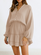 Long Lantern Sleeve Pleated Dress H4QDHWZCZH - Stormyjay