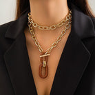 Geometric Chain Double Layer Necklace HEDTT5DEYE - Stormyjay