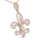 14K Yellow Gold 1.00 Cttw Round Diamond Fleur De Lis 18" Pendant Necklace (H-I Color, SI2-I1 Clarity) - Stormyjay