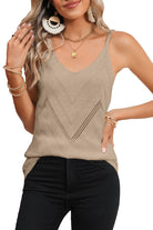 Parchment Chevron Pointelle Knit Cami Top - Stormyjay