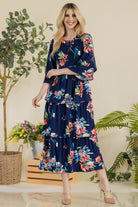 Celeste Full Size Floral Ruffle Tiered Midi Dress - Stormyjay