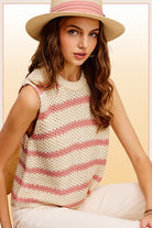 Chunky Stripe Sleeveless Sweater Top - Stormyjay