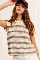 Chunky Stripe Sleeveless Sweater Top - Stormyjay