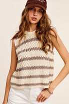 Chunky Stripe Sleeveless Sweater Top - Stormyjay