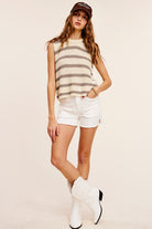 Chunky Stripe Sleeveless Sweater Top - Stormyjay