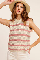 Chunky Stripe Sleeveless Sweater Top - Stormyjay