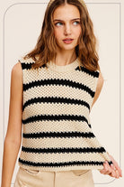 Chunky Stripe Sleeveless Sweater Top - Stormyjay