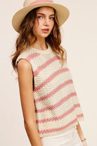 Chunky Stripe Sleeveless Sweater Top - Stormyjay