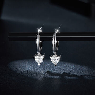 1 Carat Moissanite 925 Sterling Silver Heart Earrings - Stormyjay