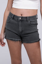 Acid Washed Frayed Cutoff Hem Shorts - Stormyjay