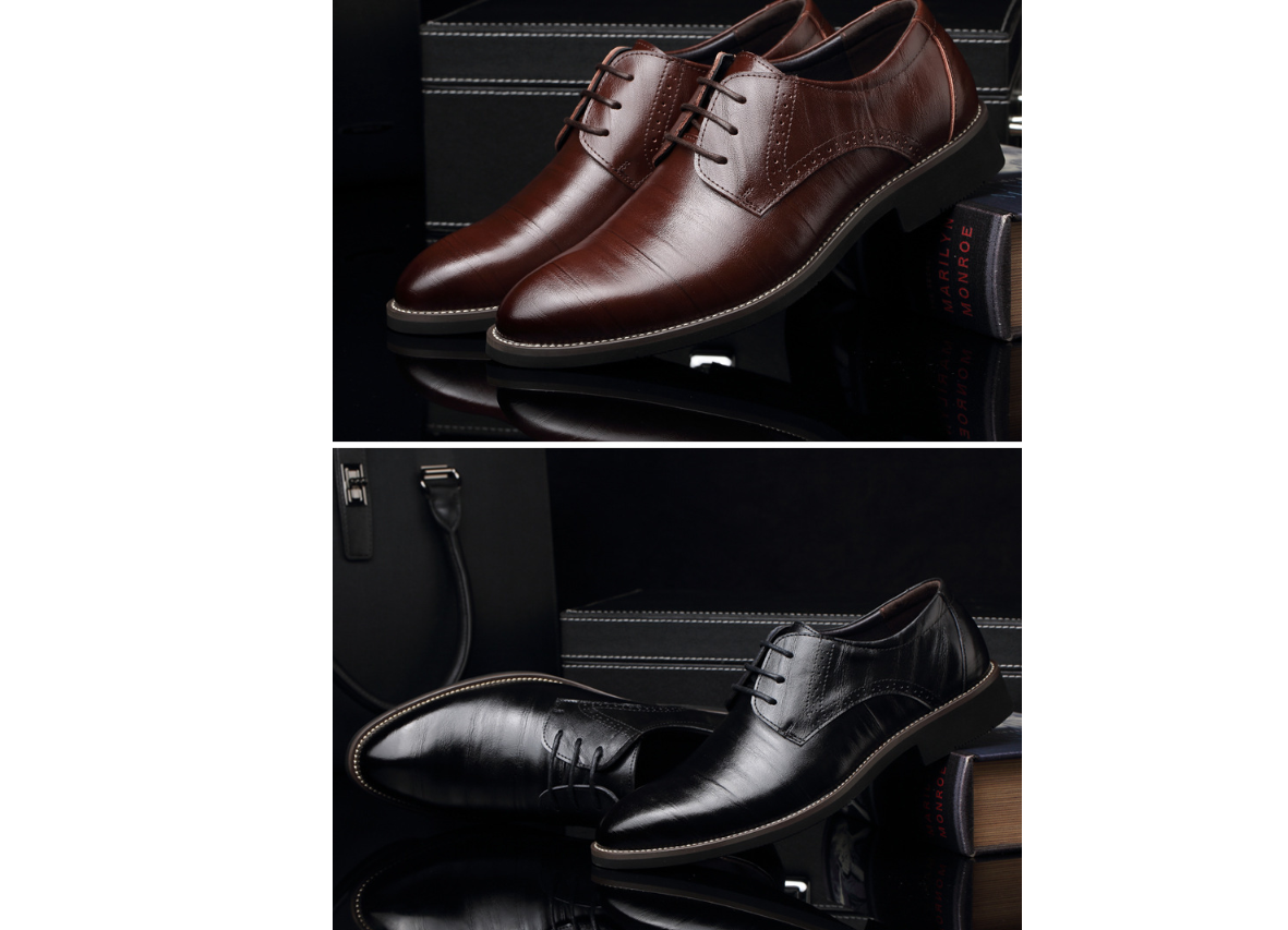 Large-size men's leather dress shoes, blending business sophistication with casual style. - Stormyjay