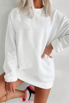 Parchment Solid Fleece Loose Crew Neck Sweatshirt - Stormyjay