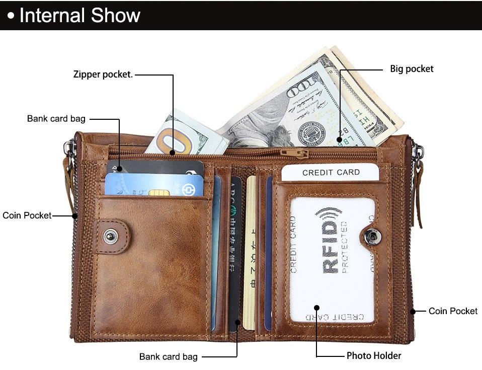 Men's wallet Short men's wallet Anti-theft brush leather wallet men - Stormyjay