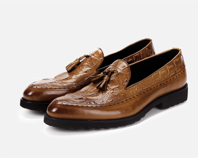 Men's dress shoes tassels Brock carved shoes - Stormyjay