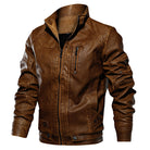 Men PU Leather Jacket Thick Motorcycle Leather Jacket Fashion Vintage Fit Coat - Stormyjay