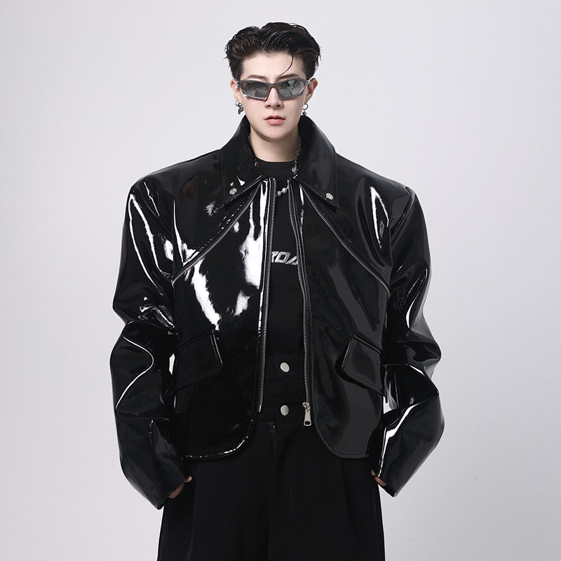 Bright PU Leather Jacket For Men - Stormyjay