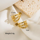 1 pair simple style classic style c shape plating stainless steel 14k gold plated ear studs - Stormyjay