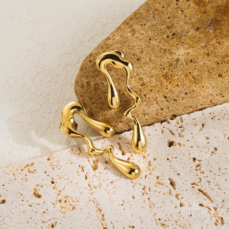 1 pair classic style solid color plating stainless steel 14k gold plated ear studs - Stormyjay